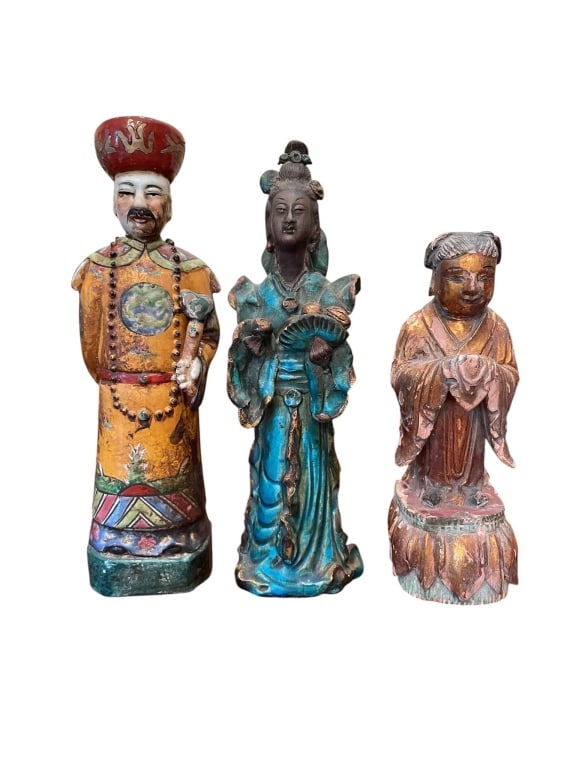 THREE CHINESE POTTERY FIGURAL SCULPTURES 10" (1 of 5)