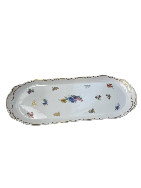 GERMAN FINE CHINA FLORAL LONG SERVING TRAY 15" (1 of 5)