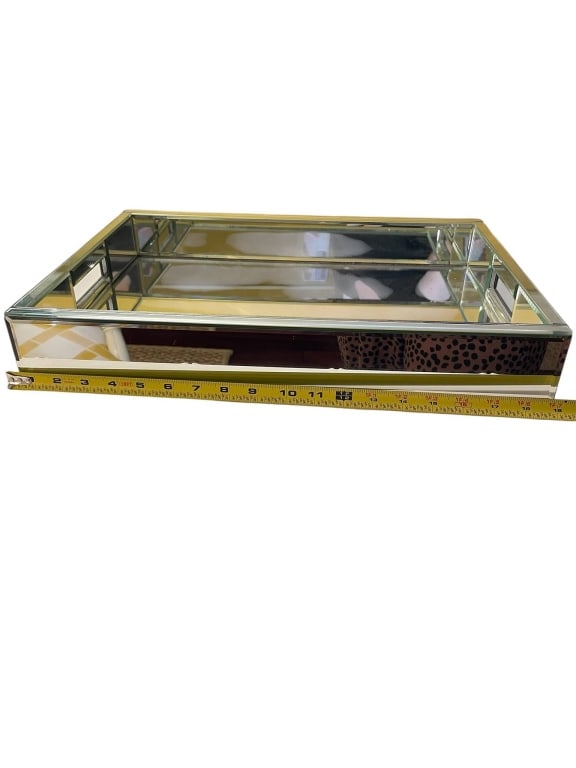 MIRRORED RECTANGULAR DECORATIVE TRAY 18" - 5