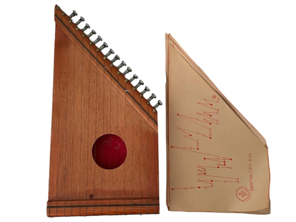 VINTAGE LAP HARP WITH SONG SHEETS 15" (1 of 6)