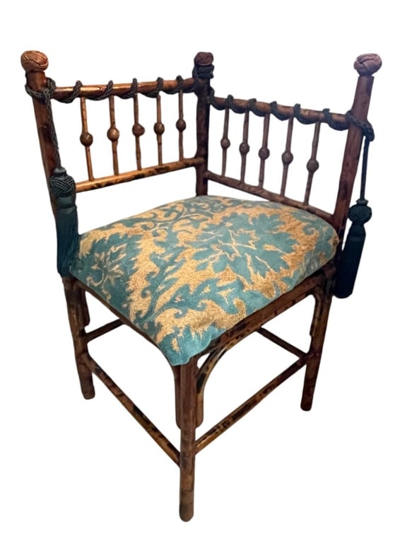 BAMBOO CORNER CHAIR WITH UPHOLSTERED SEAT 34" (1 of 5)