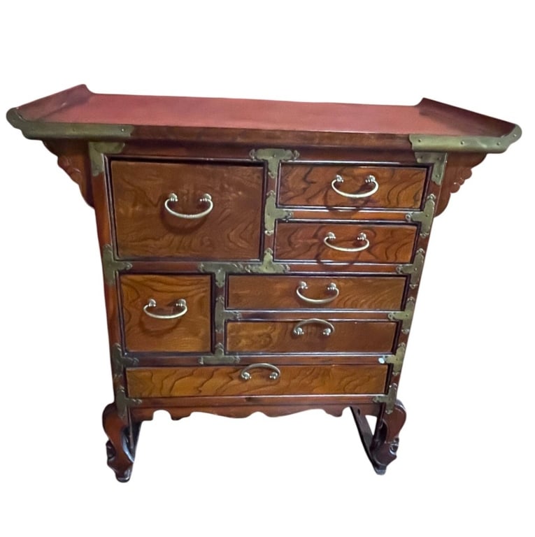 VINTAGE ASIAN STYLE WOODEN CHEST CABINET 27" (1 of 5)