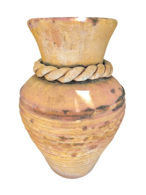 LARGE RUSTIC TERRACOTTA VASE WITH ROPE DESIGN 24" (1 of 4)