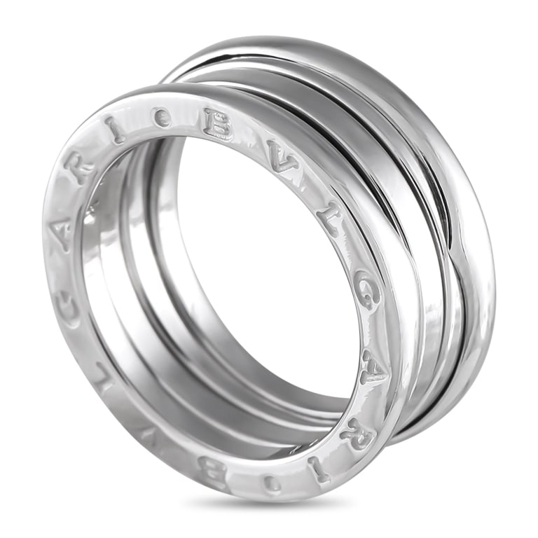 BVLGARI B.ZERO1 18K WHITE GOLD RING BV33-050625: Clean lines and contemporary minimalism make this Bvlgari B.Zero1 ring an iconic piece that will accompany you anywhere. Crafted from 18K White Gold, the collections signature spiral detail at the cen
