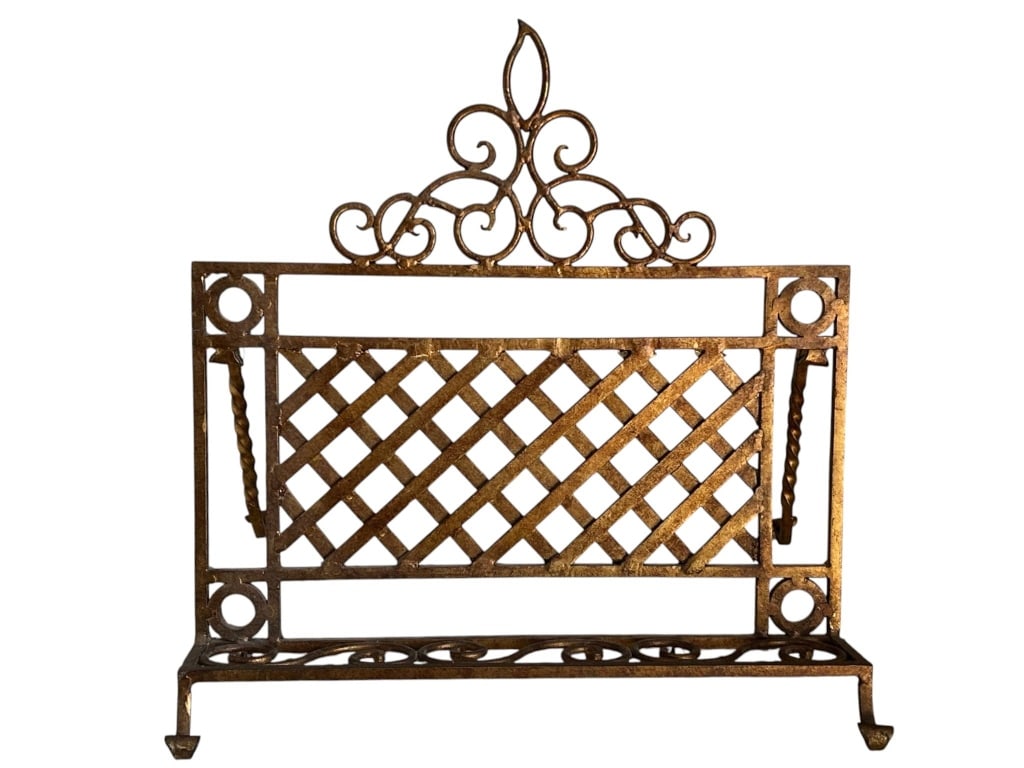 ORNATE METAL FIREPLACE SCREEN WITH SCROLLWORK 21" (1 of 4)