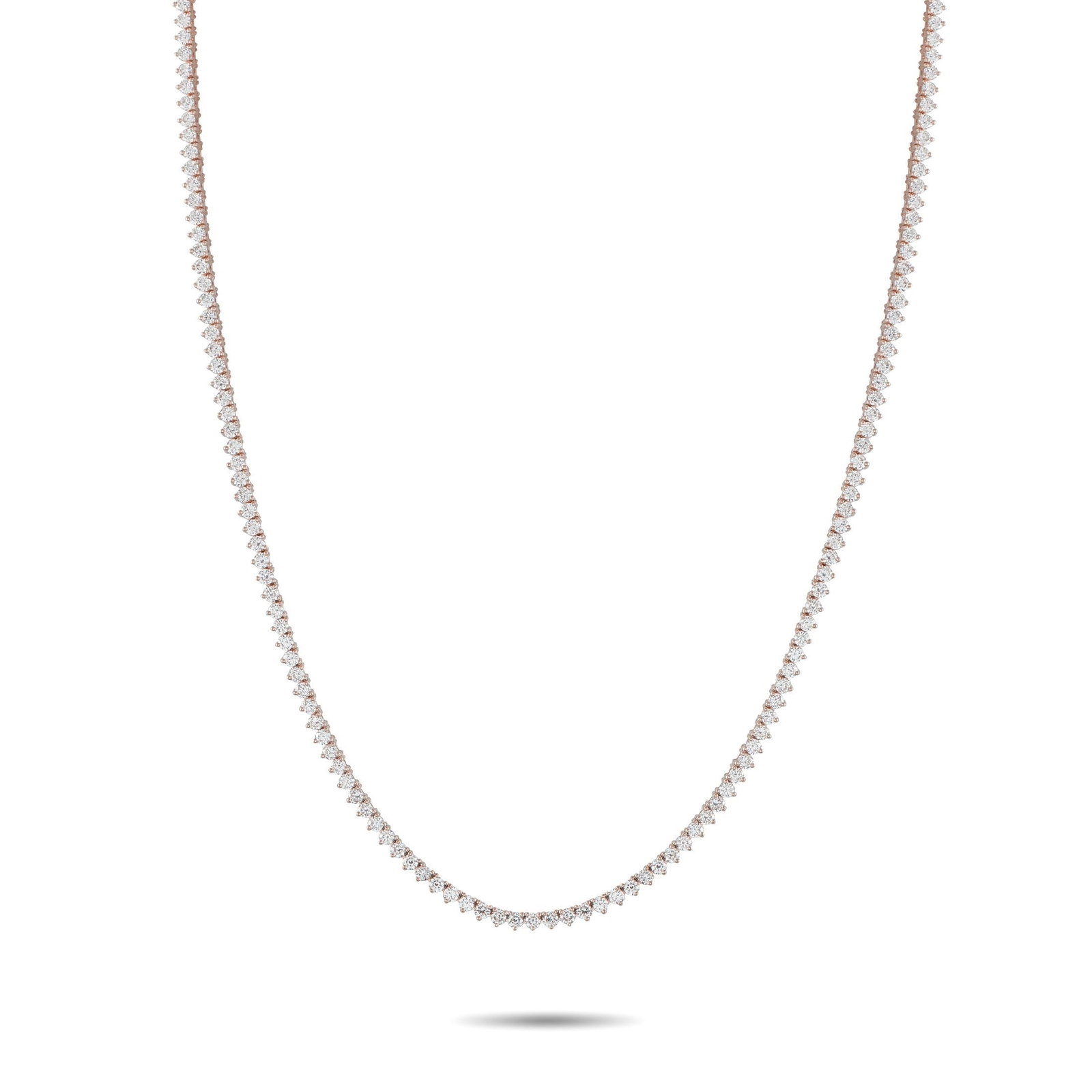 LB EXCLUSIVE 14K ROSE GOLD 7.57CT LAB-GROWN DIAMON: This tennis necklace is elegant, sophisticated, and incredibly captivating. Set in 14K Rose Gold, a series of Lab Grown Diamonds with a total weight of 7.57 carats make it an impressive piece that wil