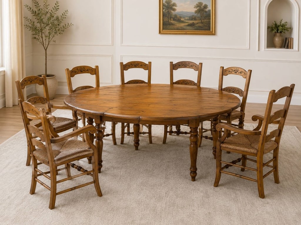 FRENCH COUNTRY OVAL DINING TABLE WITH 8 CHAIRS (1 of 10)