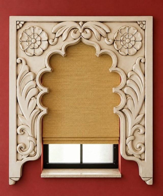 ORNATE ARCHITECTURAL WINDOW WOOD FRAME 38X49 INCH (1 of 6)