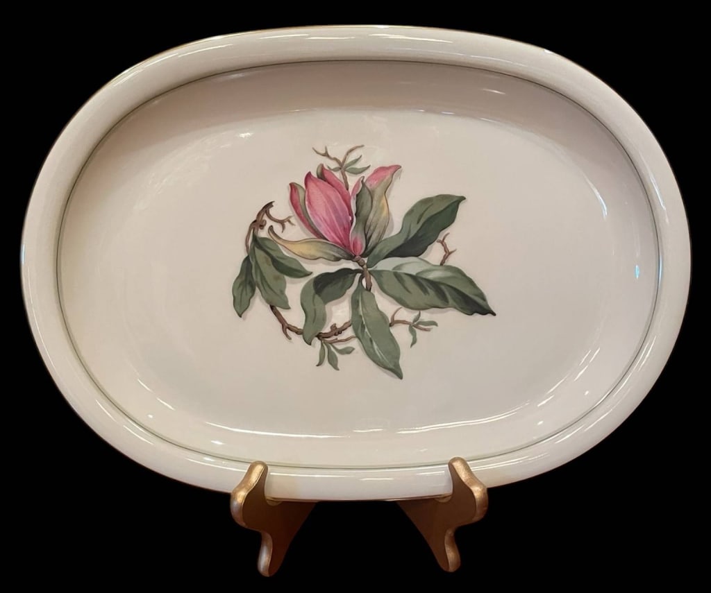 FRANCONIA KRAUTHEIM SELB BAVARIA PLATTER 13": Oval porcelain platter by Franconia K&A Krautheim, Selb Bavaria, Germany. Features 'Blossoms of Spring' floral pattern. Measures approximately 13 inches wide by 9 inches tall. Beautiful, vintage colle