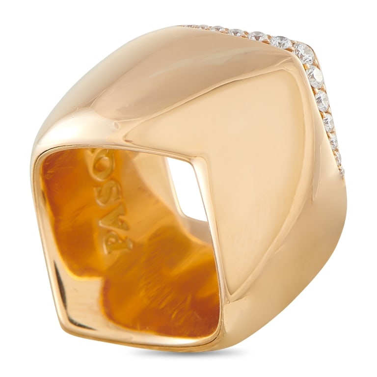 PASQUALE BRUNI 18K ROSE GOLD 0.20CT DIAMOND RING P: A gracefully curved 18K Rose Gold setting makes this Pasquale Bruni ring a work of art. Sleek and incredibly elegant, Diamond accents totaling 0.20 carats provide the perfect finishing touch. It featu