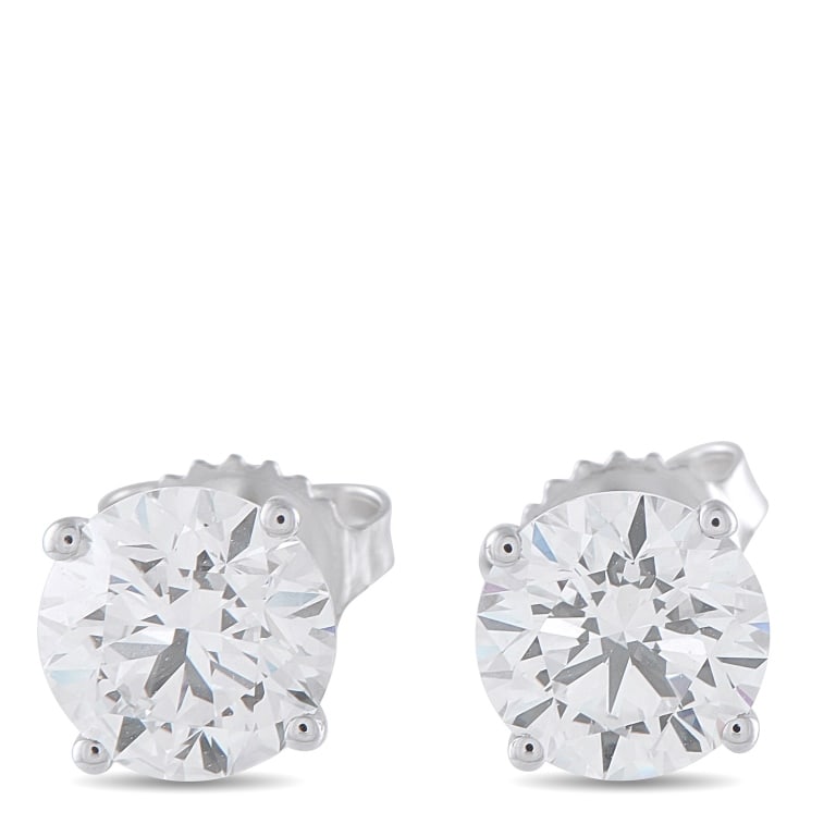 LB EXCLUSIVE 14K WHITE GOLD 3.62CT LAB-GROWN DIAMO: Add a touch of sophistication to any ensemble with these timeless Lab Grown Diamond stud earrings. Set in 14K White Gold, together they possess a total weight of 3.62 carats. Each earring measures 0.3