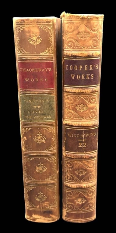 PAIR VINTAGE LEATHER-BOUND CLASSIC WORKS SET (1 of 4)