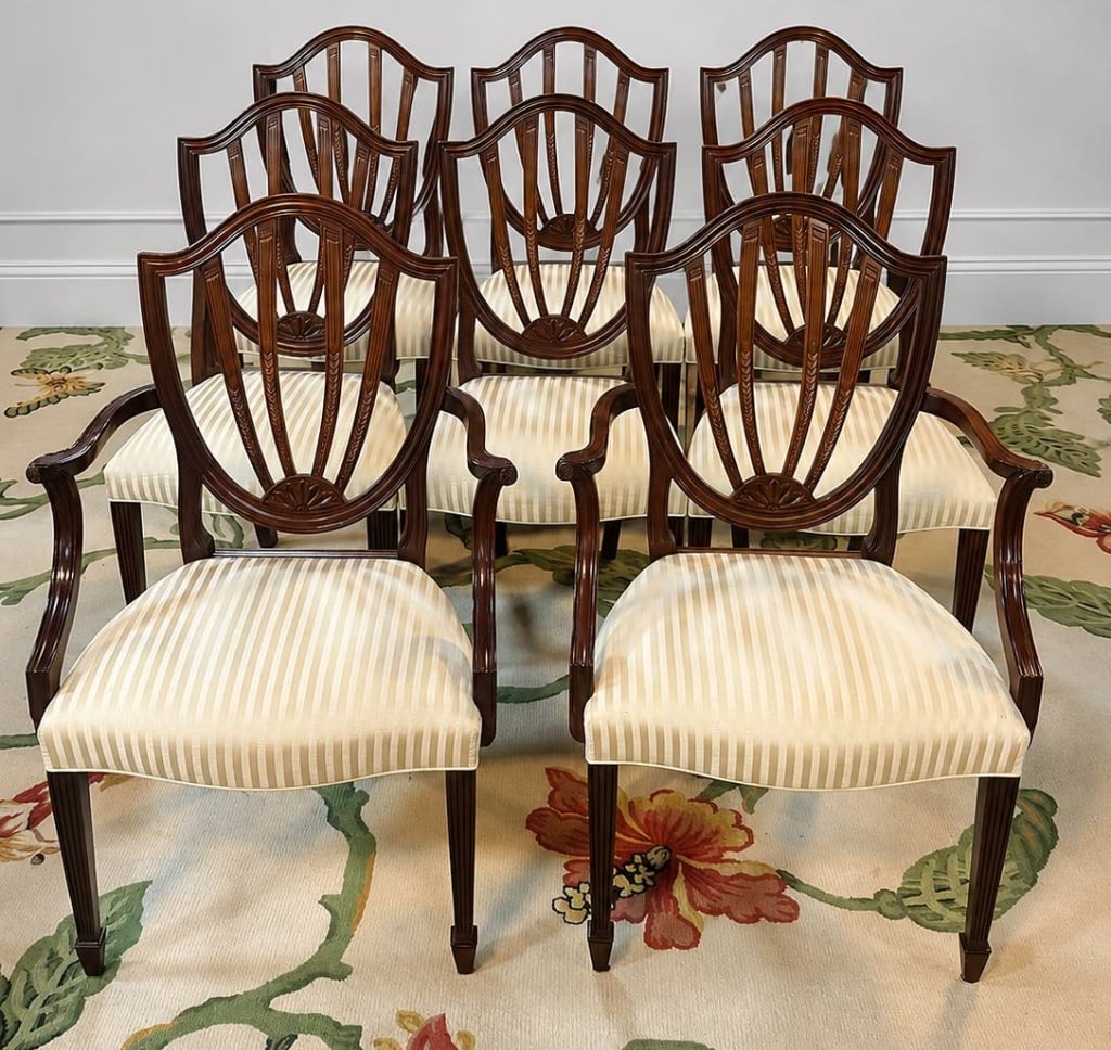 SET OF EIGHT BAKER FURNITURE DINING CHAIRS 38" H (1 of 17)