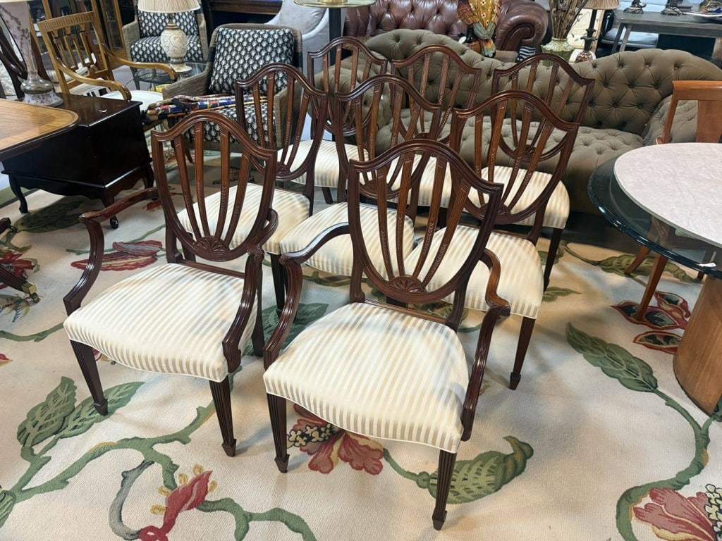 SET OF EIGHT BAKER FURNITURE DINING CHAIRS 38" H - 4