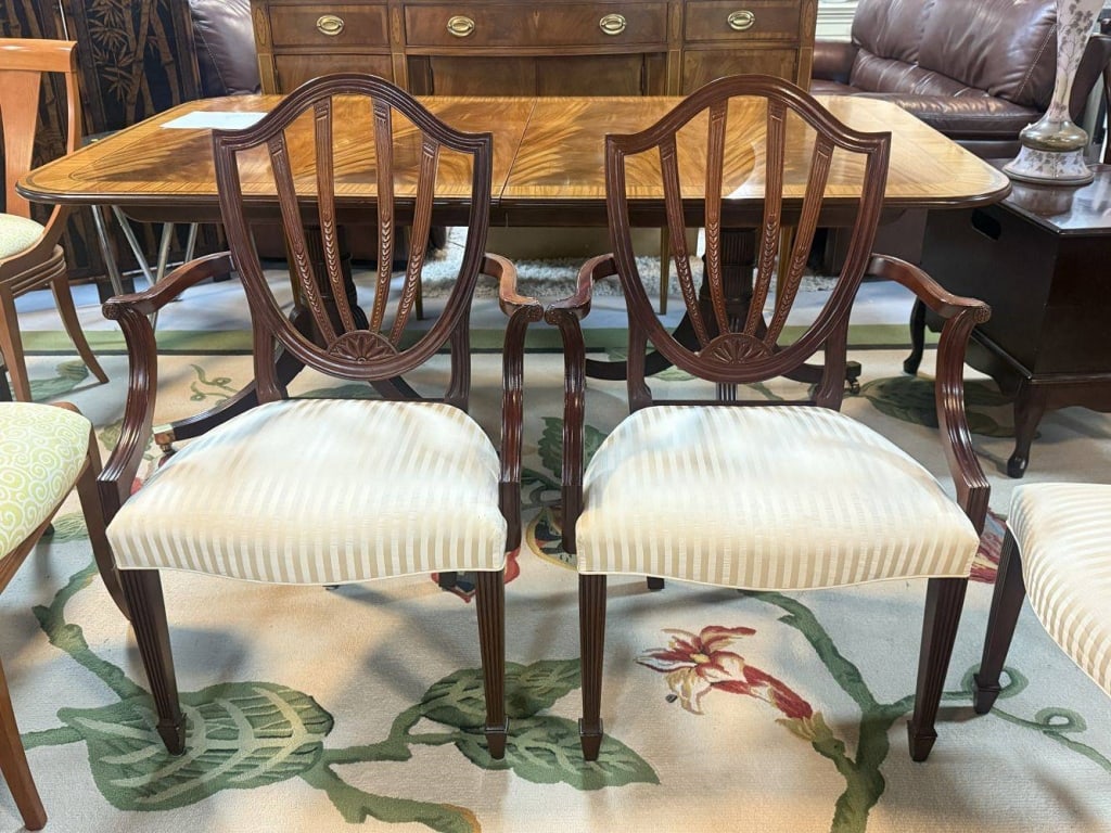 SET OF EIGHT BAKER FURNITURE DINING CHAIRS 38" H - 5