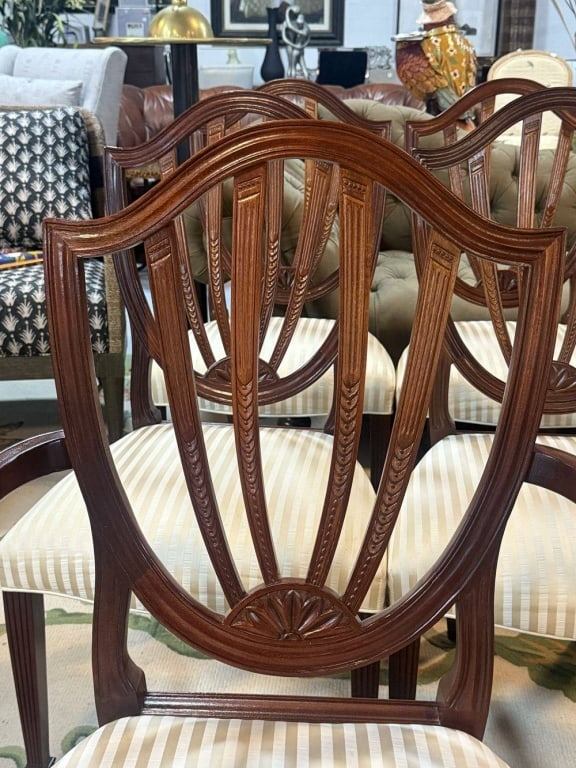 SET OF EIGHT BAKER FURNITURE DINING CHAIRS 38" H - 6