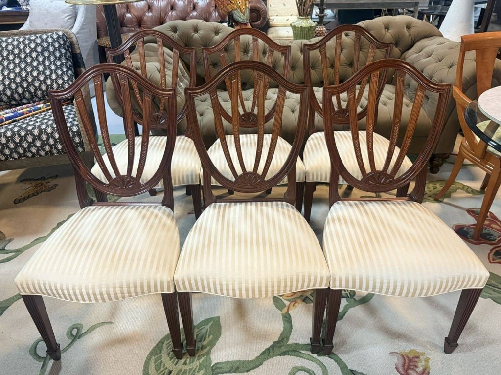 SET OF EIGHT BAKER FURNITURE DINING CHAIRS 38" H - 9