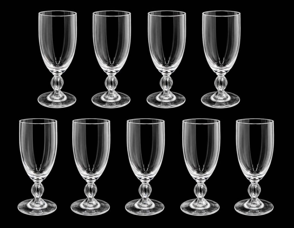 LALIQUE FREJUS FRENCH CRYSTAL WINE GLASSES 9 PC (1 of 5)