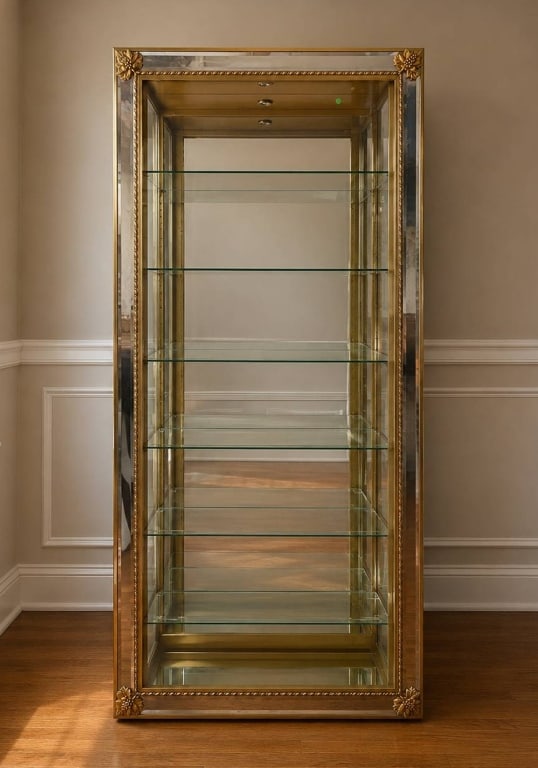 PHILIP REINISCH DISPLAY CABINET WITH GOLD TRIM 80" (1 of 7)