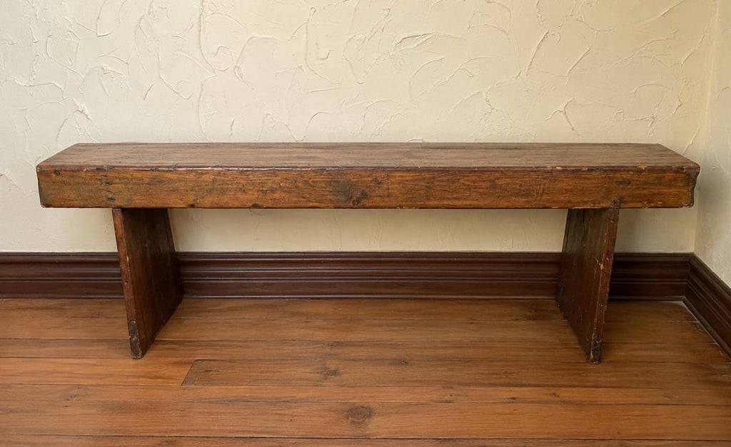 VINTAGE RUSTIC WOODEN BENCH 51 IN (1 of 4)