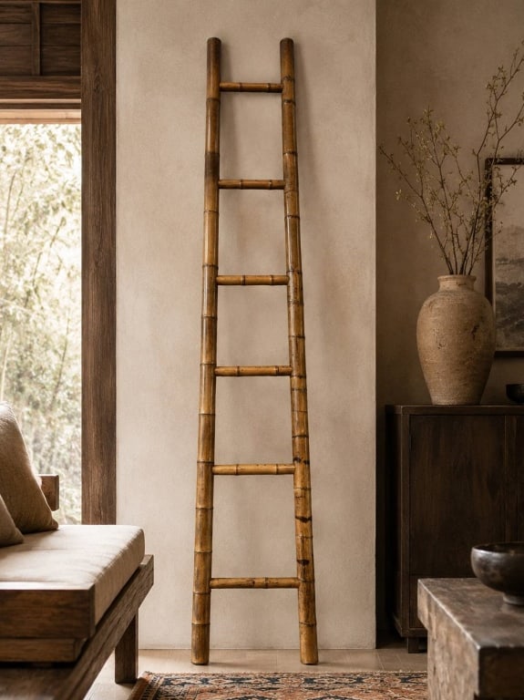 VINTAGE 7 FT BAMBOO DECORATIVE LADDER (1 of 9)
