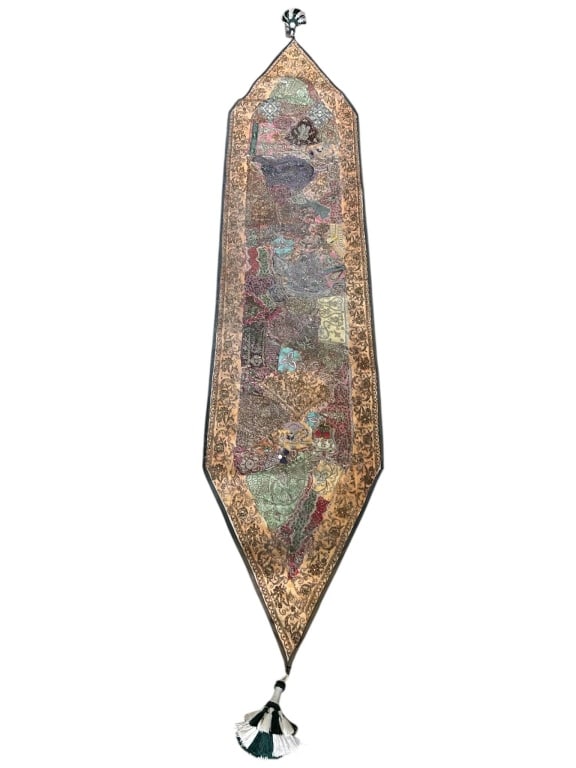 EMBROIDERED PATCHWORK INDIAN TABLE RUNNER 101" - 3