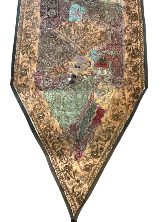 EMBROIDERED PATCHWORK INDIAN TABLE RUNNER 101" - 5