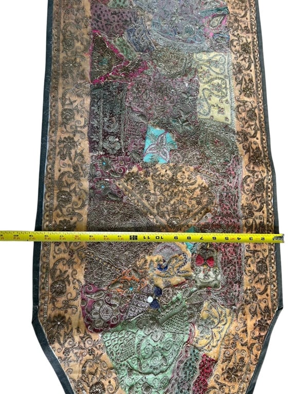 EMBROIDERED PATCHWORK INDIAN TABLE RUNNER 101" - 7
