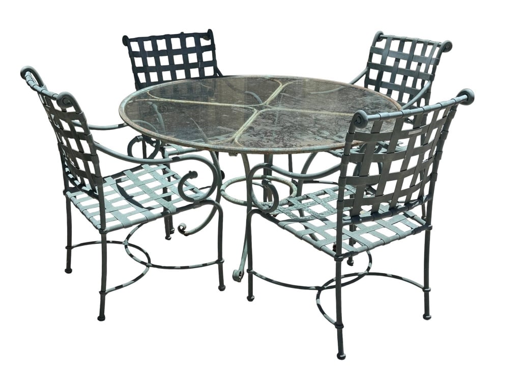 WROUGHT IRON PATIO DINING SET WITH 4 CHAIRS (1 of 11)