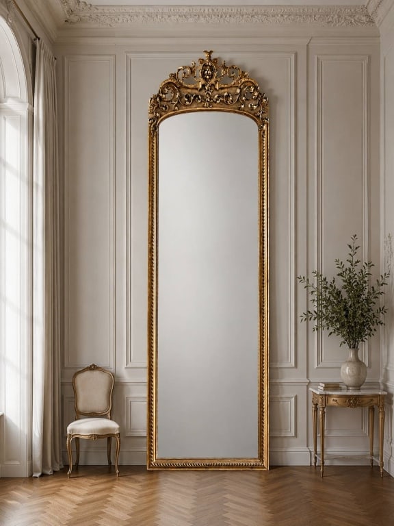 MONUMENTAL 9 FT ORNATE GILT ROCOCO STYLE MIRROR 9' (1 of 6)