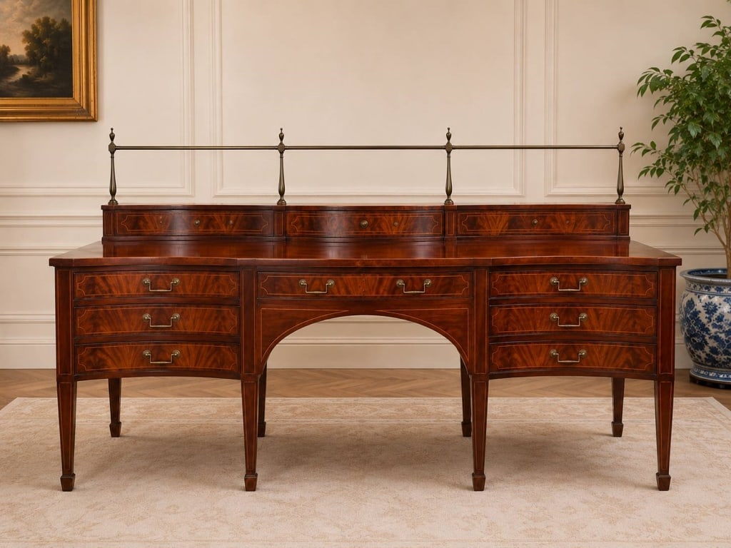 BAKER REGENCY STYLE FINE MAHOGANY SIDEBOARD 78" (1 of 8)
