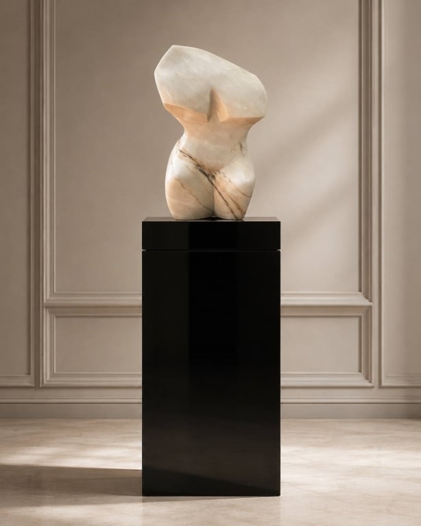 ABSTRACT MARBLE TORSO SCULPTURE ON PEDESTAL 24" (1 of 9)