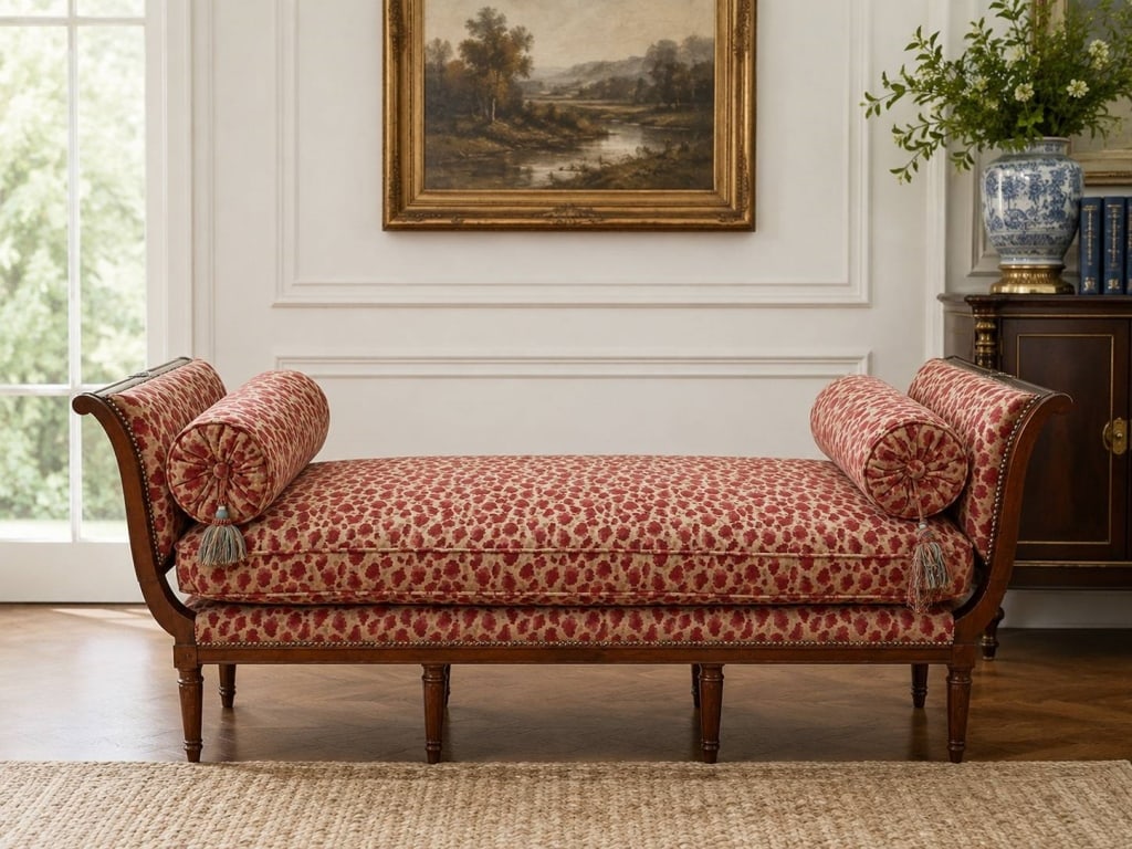 UPHOLSTERED REGENCY STYLE WINDOW BENCH 76" (1 of 7)
