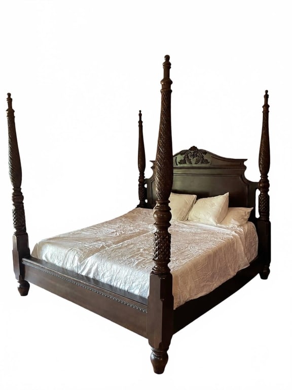 ANTIQUE STYLE FOUR-POSTER KING BED 86" H (1 of 5)