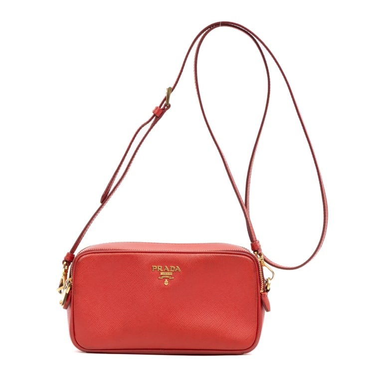 PRADA CAMERA CROSSBODY RED SAFFIANO BAG (1 of 11)