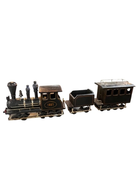 VTG HANDMADE DECORATIVE WOODEN MODEL TRAIN 42" (1 of 6)