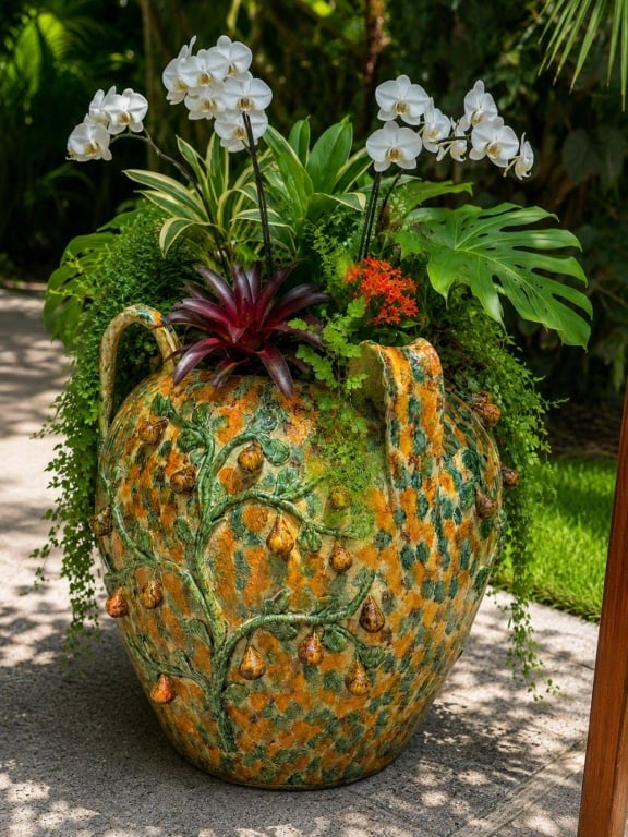 LARGE HANDCRAFTED CERAMIC GARDEN URN (1 of 6)