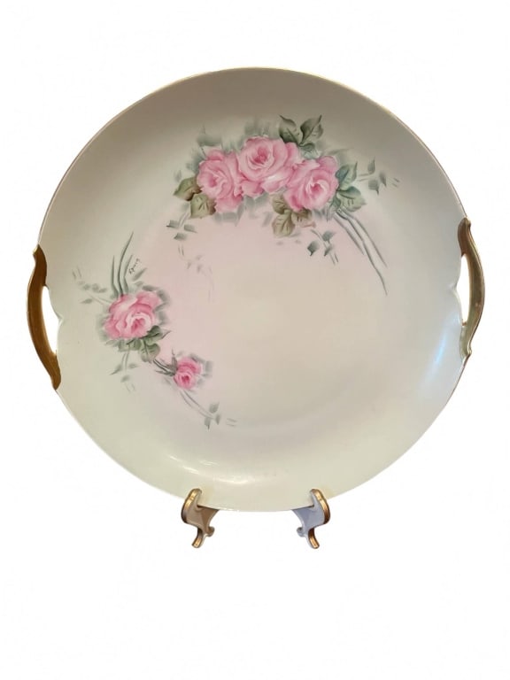 KPM GERMANY PORCELAIN CAKE PLATE WITH ROSES 10" (1 of 5)