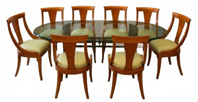 GLASS AND METAL DINING TABLE WITH 8 CHAIRS 76" (1 of 12)