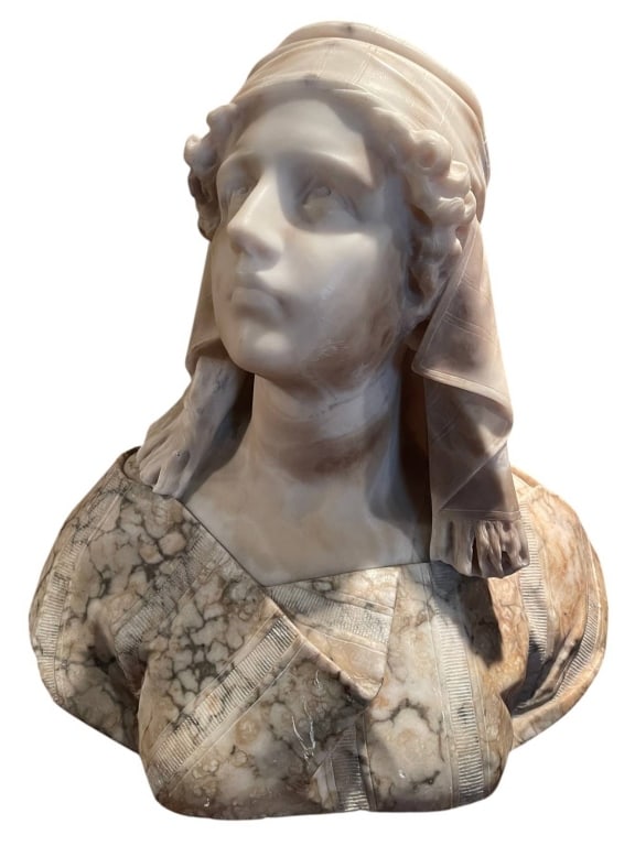 GIUSEPPE BESSI "JOAN OF ARC" MARBLE BUST SCULPTURE (1 of 11)