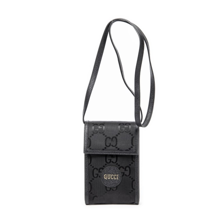 GUCCI OFF THE GRID MINI GG CROSSBODY BAG: The Gucci Off The Grid Mini Crossbody is crafted in black Jumbo GG nylon canvas, reflecting the house's modern approach to sustainable luxury. Part of Gucci's innovative Off The Grid collection, this 
