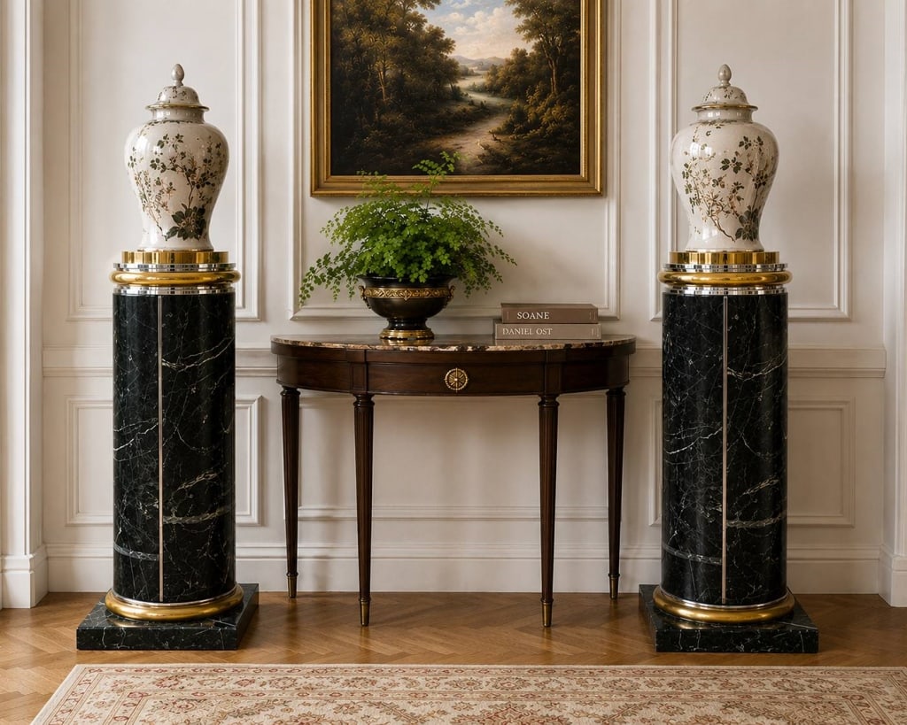 PAIR OF 20TH C. FRENCH MARBLE PEDESTAL COLUMNS 4FT (1 of 10)