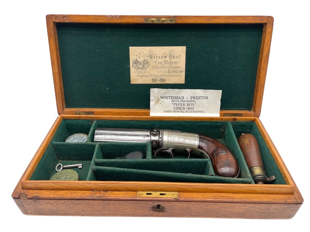 WHITEHEAD PERCUSSION PEPPERBOX PISTOL CIRCA 1840 (1 of 12)