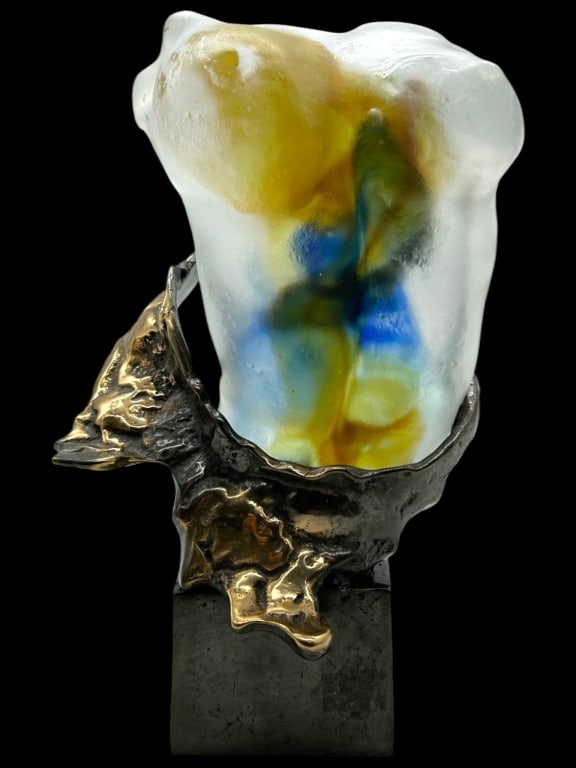 MODERN FROSTED ART GLASS TORSO SCULPTURE 9" (1 of 13)