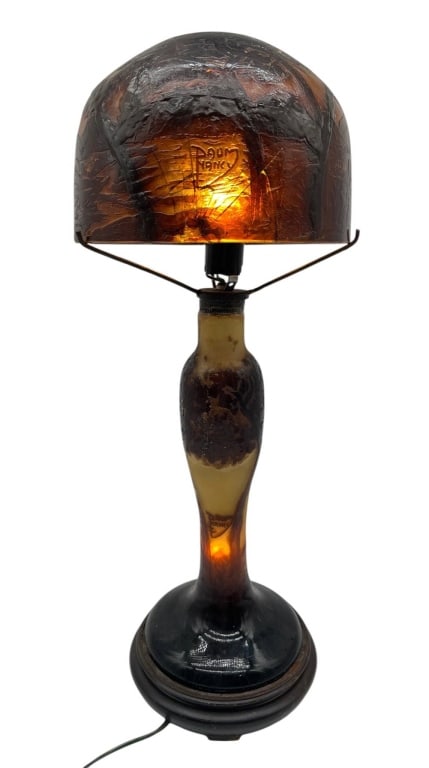 DAUM NANCY SIGNED ART GLASS TABLE LAMP 22" (1 of 9)