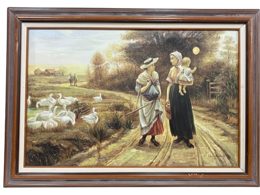 ROY ALLISON PASTORAL COUNTRYSIDE OIL PAINTING 51" (1 of 4)