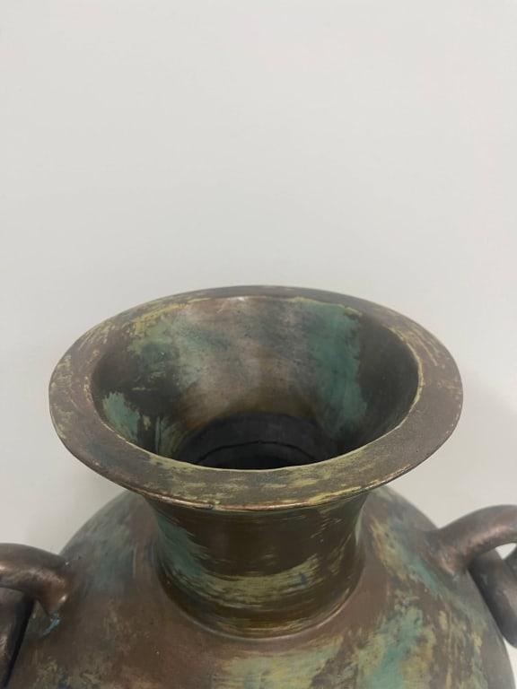 TWO-HANDLED GLAZED CERAMIC VASE 26.5" - 4