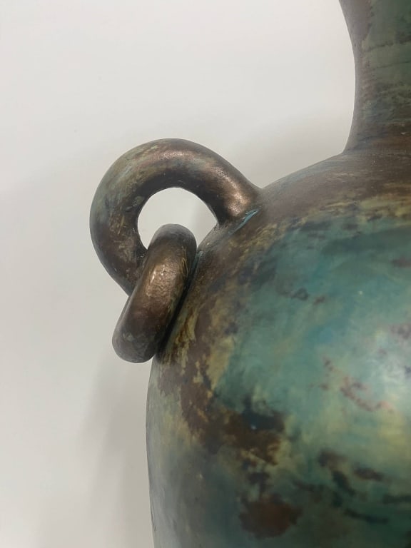 TWO-HANDLED GLAZED CERAMIC VASE 26.5" - 5