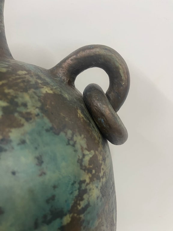 TWO-HANDLED GLAZED CERAMIC VASE 26.5" - 6