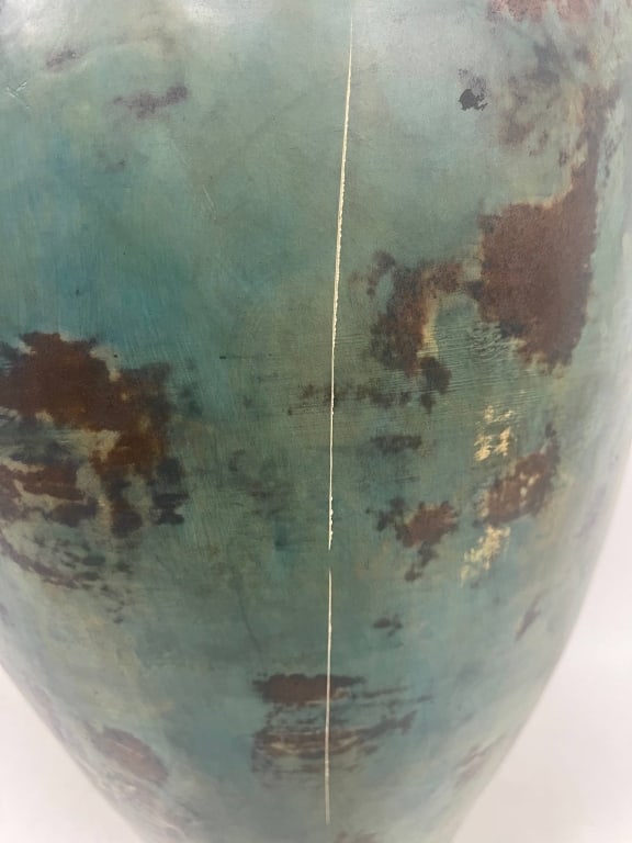 TWO-HANDLED GLAZED CERAMIC VASE 26.5" - 7